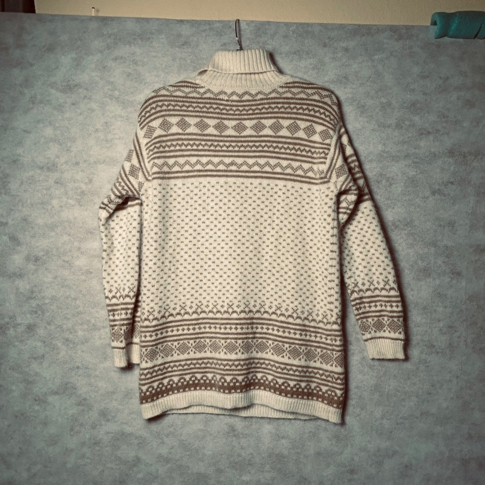 Embassy Row Petites Fair Isle Turtleneck Sweater Beige Brown Cozy Knit Warm - Picture 3 of 7